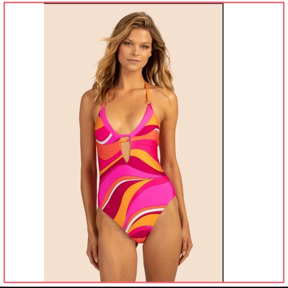 NWT TRINA TURK VIVID VISTA LAYERED HIGH LEG MALLIOT - Picture 1 of 12